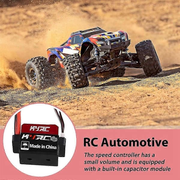 60A ESC RC Bil ESC Børstet Elektrisk Hastighetskontroller 6V/2A BEC Erstatning for 1/10 RC Bil, XT60-Plu