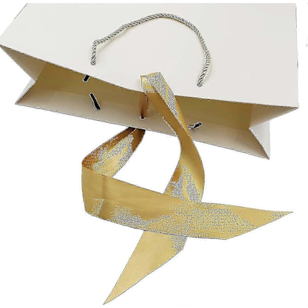 6 Styk Festgaveposer 32 x 25 x 11 cm, Papirgaveposer med Håndtag og Sløjfe til Gaveindpakning Bryllupsfest Fejringer (6 Farver)
