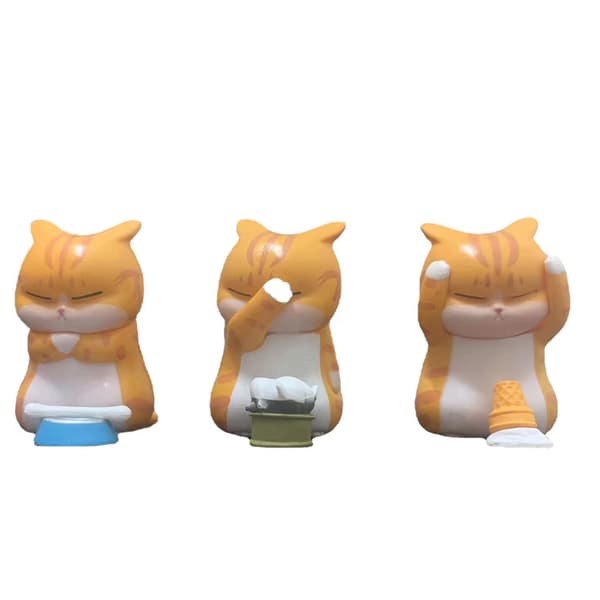#3 stk søte slitte kattfigurer bilpynt#