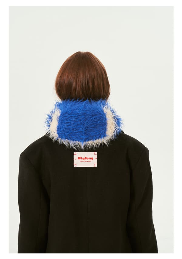 #Faux Sable Stripete Hette - Blå, Design Niche Section Pullover Ull#