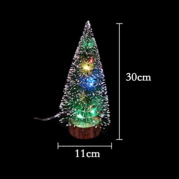 Mini Desktop självlysande konstgjord julgran med LED-lampor Hantverksdekor för nyår Xmas Bröllopspresent för barn30cmMulti Light