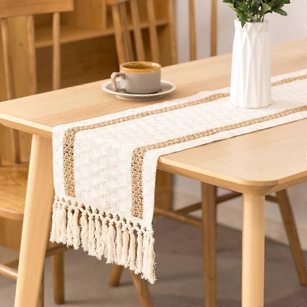 Makramé Bordløper Naturlig Jute Vevd Boho Dusk Bryllup Brudedusj