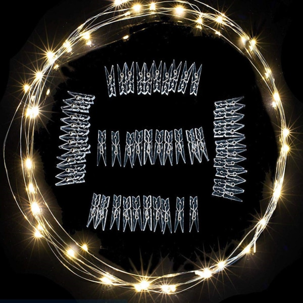 *Sjeldne perle LED Fotolor Lights Photoclips Deco Suspenders Clip Bilder Bilder Fe Lys 5 meter*