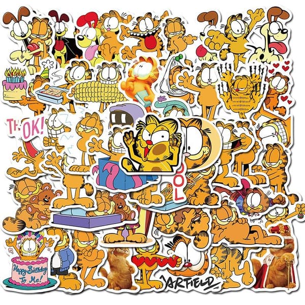 #50 söpöä piirrettyä Garfield-tarraa#