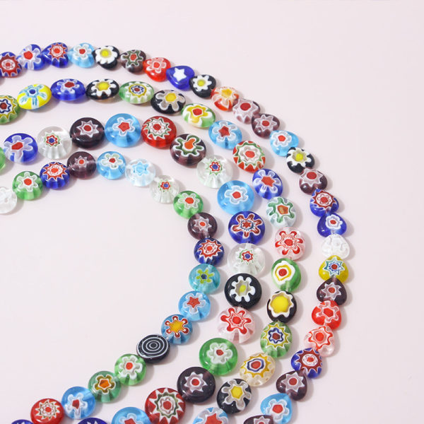 #Strands Handgjorda Glaspärlor Strängar Blandade Färger Distanspärlor Lampwork Glaspärlor för Smyckestillverkning - 1 Stilar#