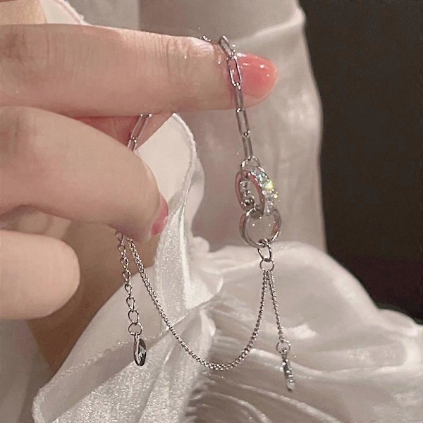 Sammenlåsende armbånd, S25 Sterling Sølv Ring Kvast Armbånd, High-End Armbånd