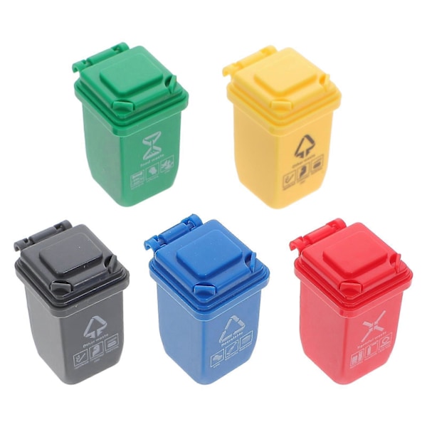 5 st Mini Soptunna Modell Dockhus Soptunna Sortering Miniatyr Scen Modell