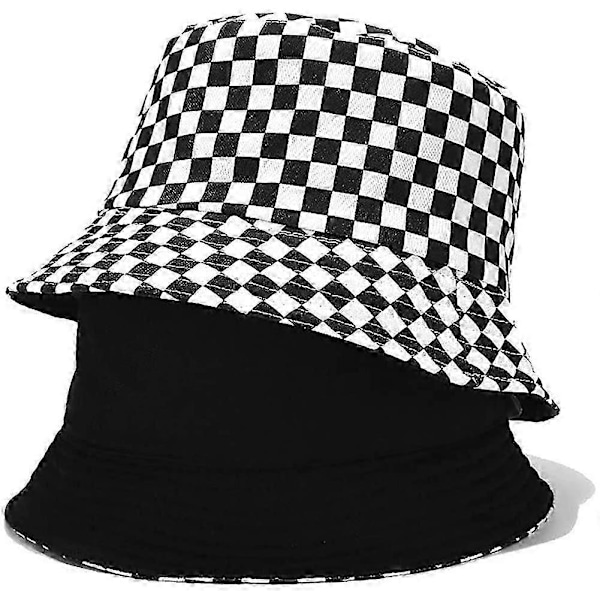 Söt Mönstrad Bucket Hat Strand Fiskehattar för Kvinnor Män, Dubbelsidig Vändbar