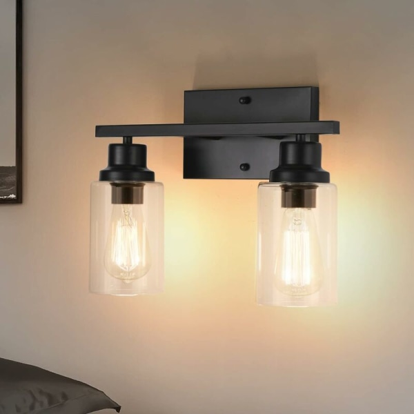 Svart Toalettbelysning Glaslampa Vägglampa Vintage Stil Inomhus Vägg