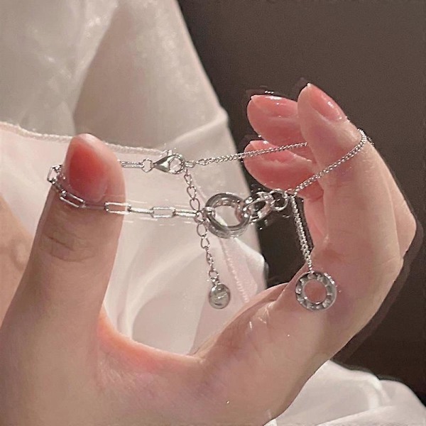Låsarmband, S25 Sterling Silver Ring Tofsarmband, Exklusivt Armband