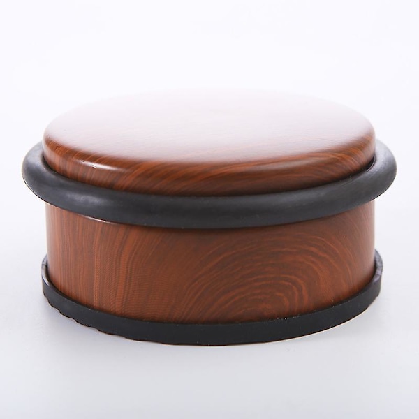 Dørstopper, tunge dører, rustfritt stål, gummi, flat, treutseende HxD 4,5x10 cm