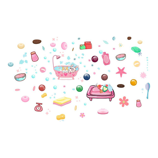 #6 st tecknade söta vattentäta väggdekaler 15x20cm#