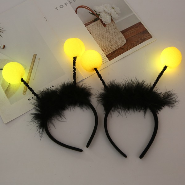 /#/Set med 4 bi-tiaror gula LED-tiara bi-tiara humla getingdräkt karneval temafest/#/