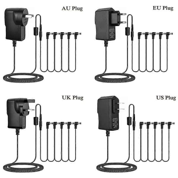 9V 850mA Strömadapter Laddare för Keyboard Gitarr Effektpedal Anslutning