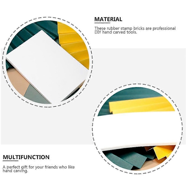 5 st Gummi Carving Block Gummi Hantverksmaterial DIY Gummistämpel Tillbehör