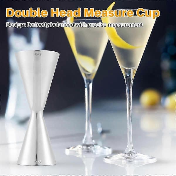 Målekop i rustfrit stål, dobbelt bar, fest, vin, cocktail shaker jigger 45 ml