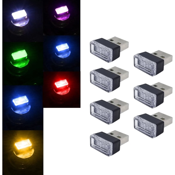 7 ST USB-LED Bilinteriöratmosfärslampa, Night LED-dekoration