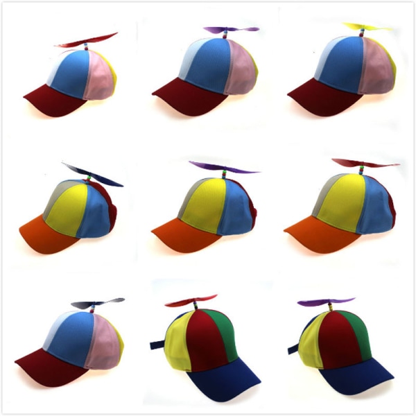 #52-54cm Klassisk Propellerkeps Färgglad Rolig Hatt Propeller Basebollkepsar Rolig Slända Anti-propellerkeps för Barn#