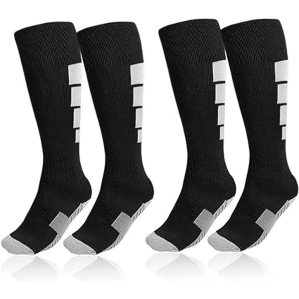 Barn Fotbollssockor, 2 Par Knähöga Sockor för Ungdomar