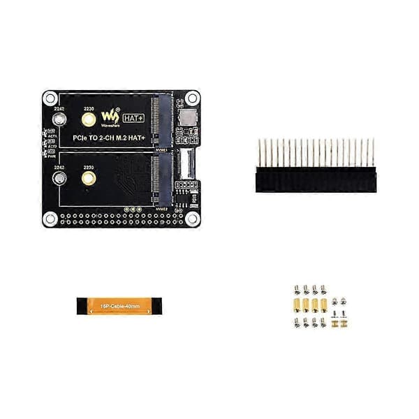 Adapterkort PCIe til 2-CH M.2 HAT+ Indbyggede indikatorer Strømovervågningschip EEPROM til 5