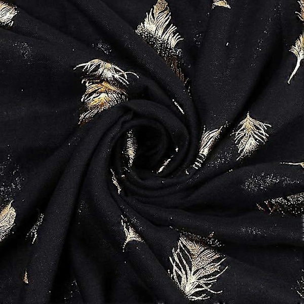 Dame Fjer Tørklæde Rosaguld Glitter Fjer Print Tørklæder Bryllupsfest Mode Sjal