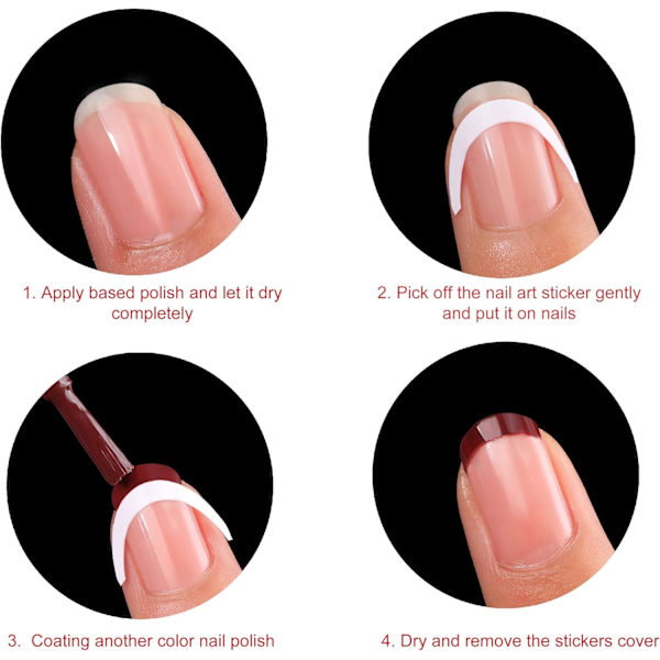 24 ark Fransk Manikyr Nagelstickers, Självhäftande