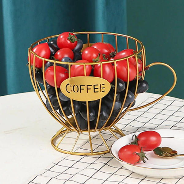 Jern Frugt Skål Kaffe Pod Form Frugtbeholder Snacks Disp