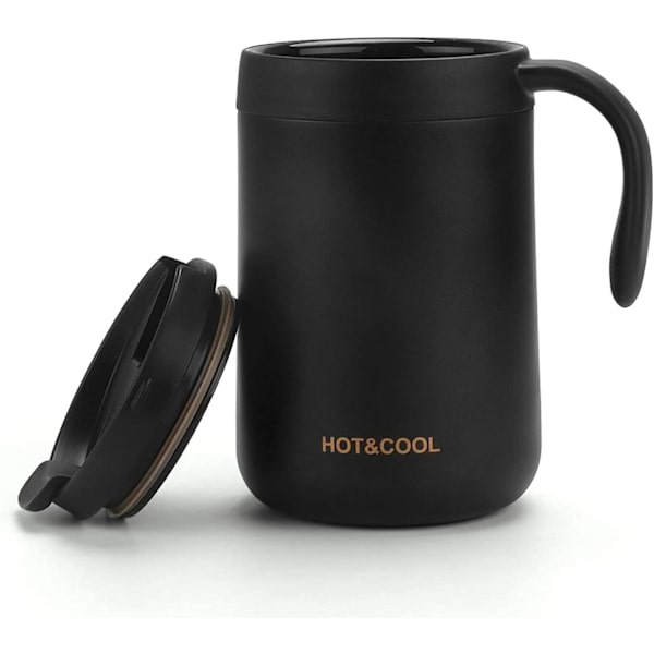 500ML Isolerad Kaffekopp, Rostfritt Stål Läcksäker Isolerad