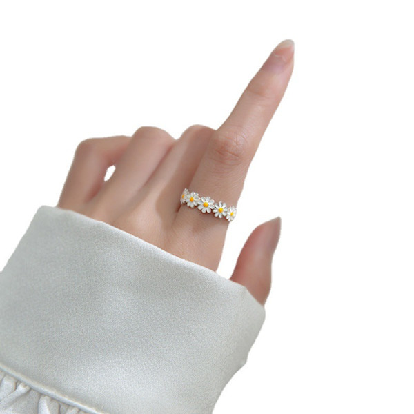 #Daisyring, vit blomsterlimring, justerbar#