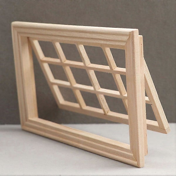 Dekorativ Mini Fönsterram Modell Mini Hus Dekor Scen Layout Prydnad (Beige)