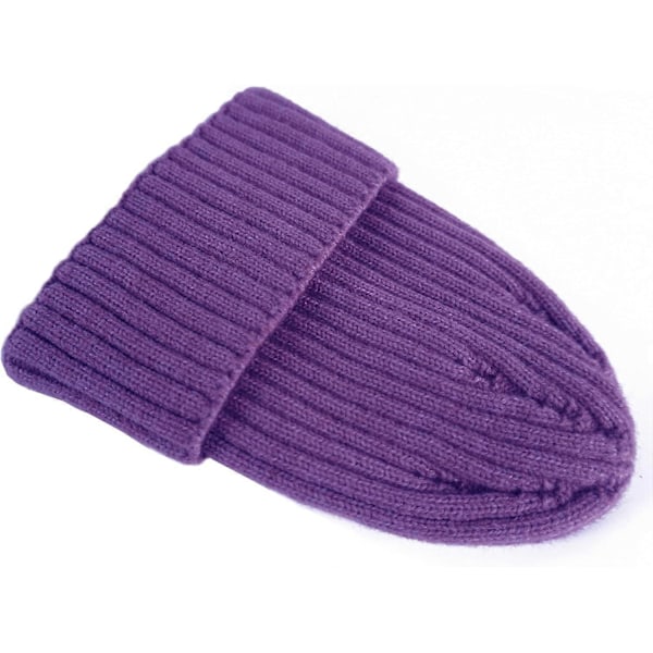Strikket lue for menn og kvinner, varm vinterlue i kasjmir, unisex, for voksne, lilla farge