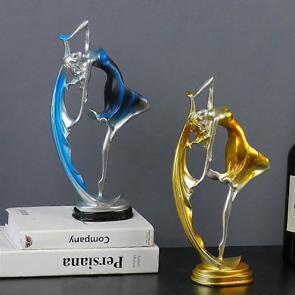 Tanssiva tyttö -figuriini, hartsi, pöytäkoriste, sininen