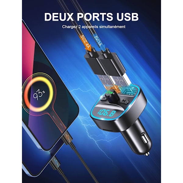 Bluetooth Bil, Bluetooth 5.0 FM Transmitter Radio Adapter Trådløs