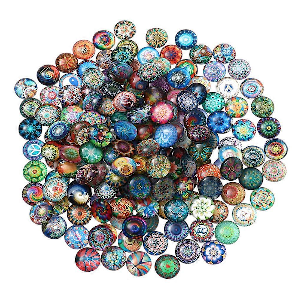 1 Set 50 st Blandade Runda Mosaikplattor för Hantverk Glasmosaikmaterial för Smyckestillverkning (Färgglada 12MM)