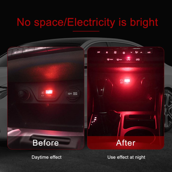 4 st Röda USB-LED Billampor för Inre Atmosfär, Nattbelysning Dekoration
