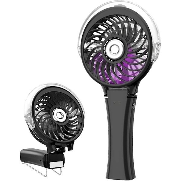 Handhållen Liten Fläkt USB Vikbar Bärbar Mini Liten Fläkt (Ljus Svart)