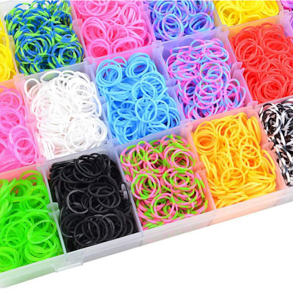 18 färgade gummiband i regnbågsfärger för DIY-fläta och lindning