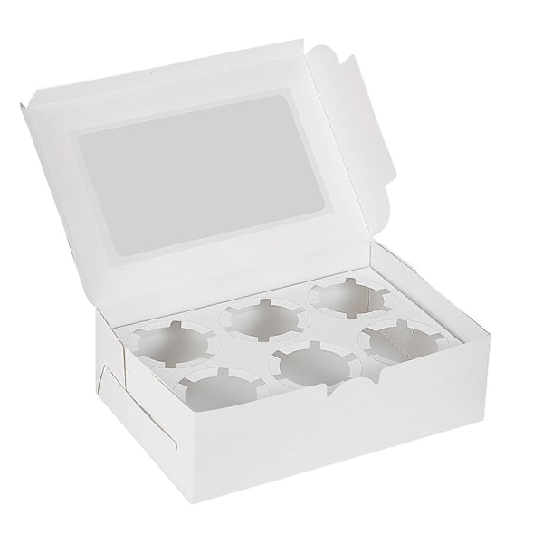 Toyvian 10 stk. hvide papiremballageæsker Cupcake-beholdere Miljøvenlige bage-muffinæsker Små indsatser Kageholder Cookie Gaveæsker Festartikler f