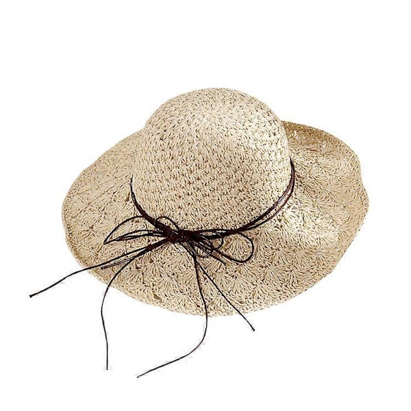 Stråhat til kvinder, foldbar boheme sommerhat til damer, strandhat med