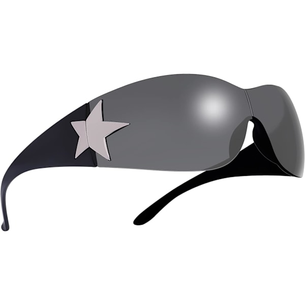 Sorte Shades Solbriller for Kvinner og Menn, Trendy Shield Wrap Around