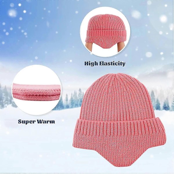 Strikket hue til mænd, øreklap, vinterhuer til kvinder, uldhue til mænd, varm skull cap, slouchy med ørevarmere