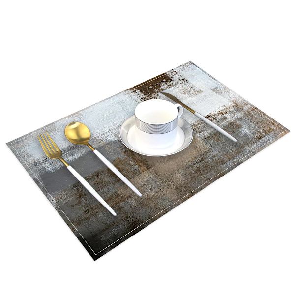 #Sæt af 4 Moderne Kunst Bordskånere Turkis og Grå Kaffe Bordskånere Abstrakt Kunstmaleri Stof og Linned Bordskånere Farverige Bordskånere til Køkken#