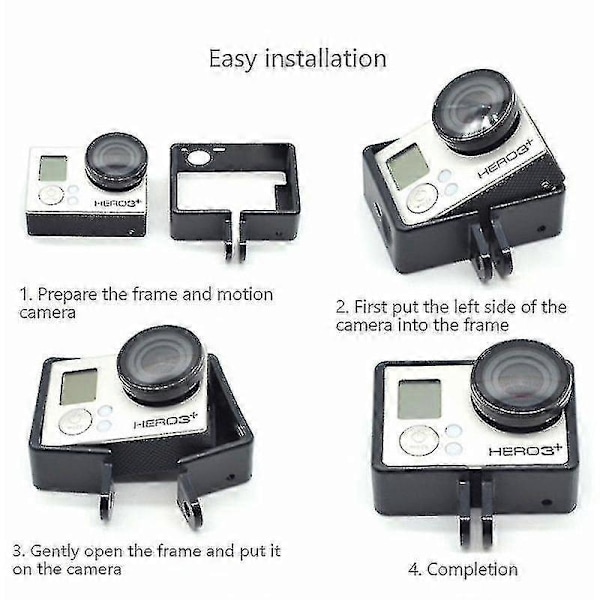 Gopro Hero 3 3+ 4 Beskyttende Sort Ramme Etui