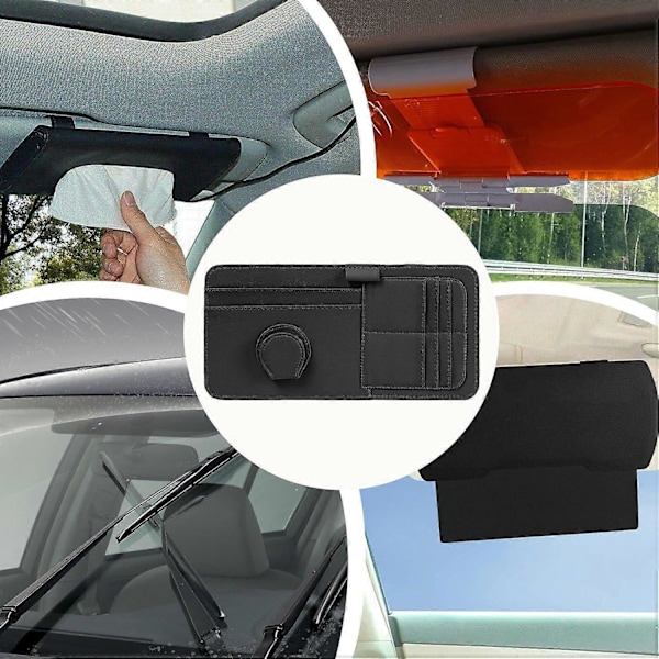 Bil Solskydd Organizer | Liten PU Läder Solskydd Korthållare Förvaringsficka Multi-Ficka Bil Solskydd Organizer för Bil Licens Tillbehör