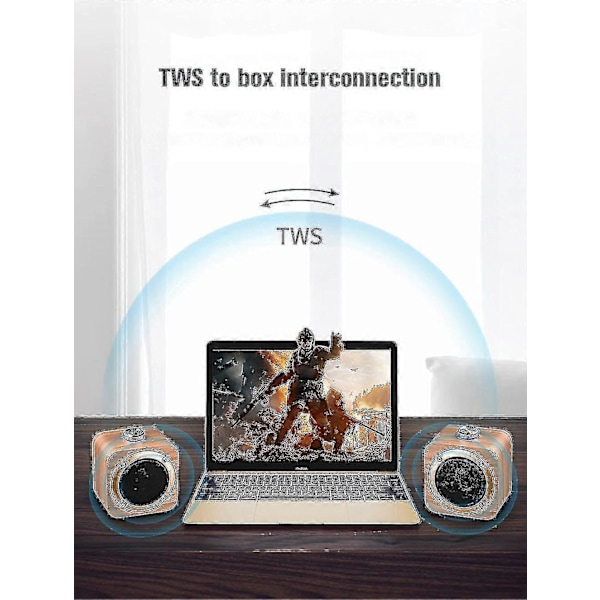 Kannettava Bluetooth-kaiutin langaton basso subwoofer puinen kaiutin musiikkisoitin (pähkinäpuu)
