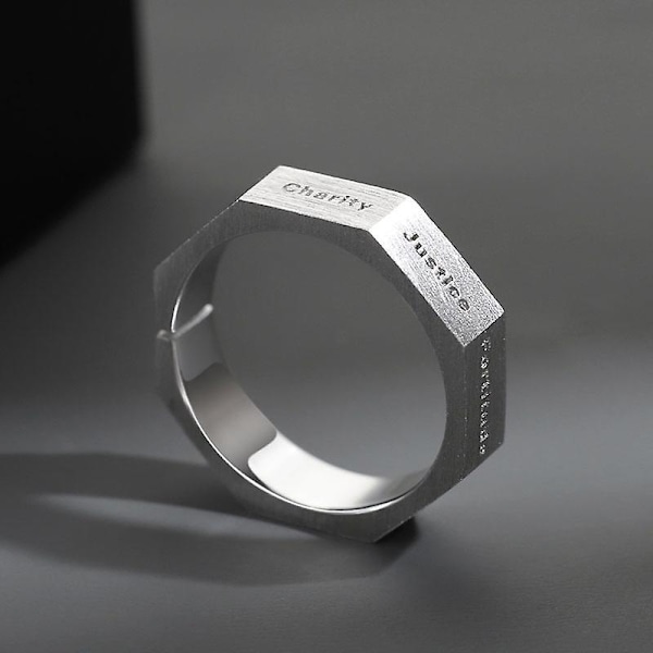 Säädettävät sormukset miehille ja naisille, Heptagon Virtue -sormukset unisex, retro hip hop -tyyliset suositut paksut fidget-sormukset varvassormukset peukalosormukset ja jaetut sormukset