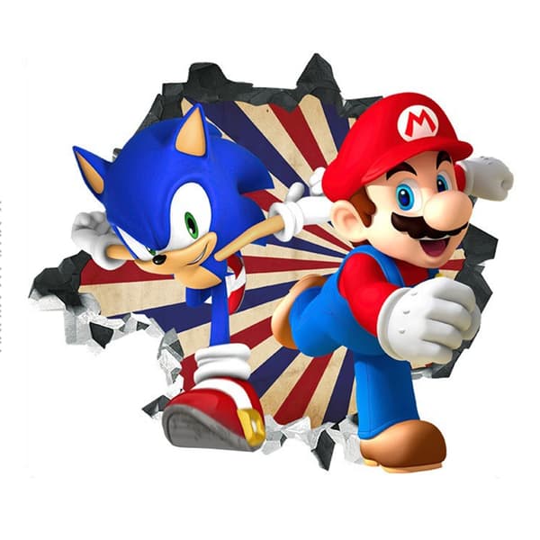 #Mario 3D veggdekor, tapet, PVC, dekorasjon, 49*42cm#