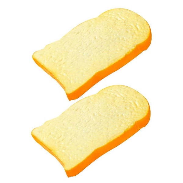 2 st PU Falska Toast Skiva Modell Simulering Toast Låtsaslek Bröd Leksak Realistisk Falsk Bröd Modell