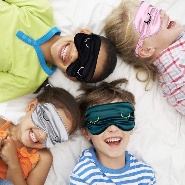 4 stycken sömn ögonmasker i siden, sömn ögonbindel, söt, lätt A