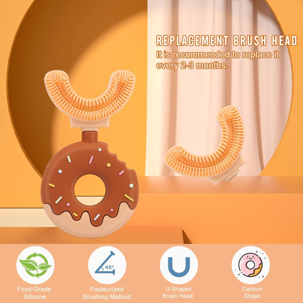 U-muotoinen hammasharja lapsille, pehmeä 360 asteen syväpuhdistus silikonilla